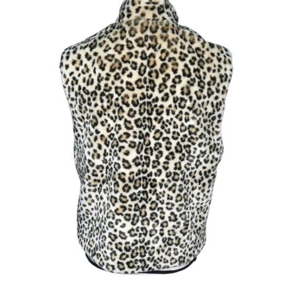 Preston & York Leopard Print Faux Fur Zip-Up Vest Womens Size Medium - Picture 3 of 9